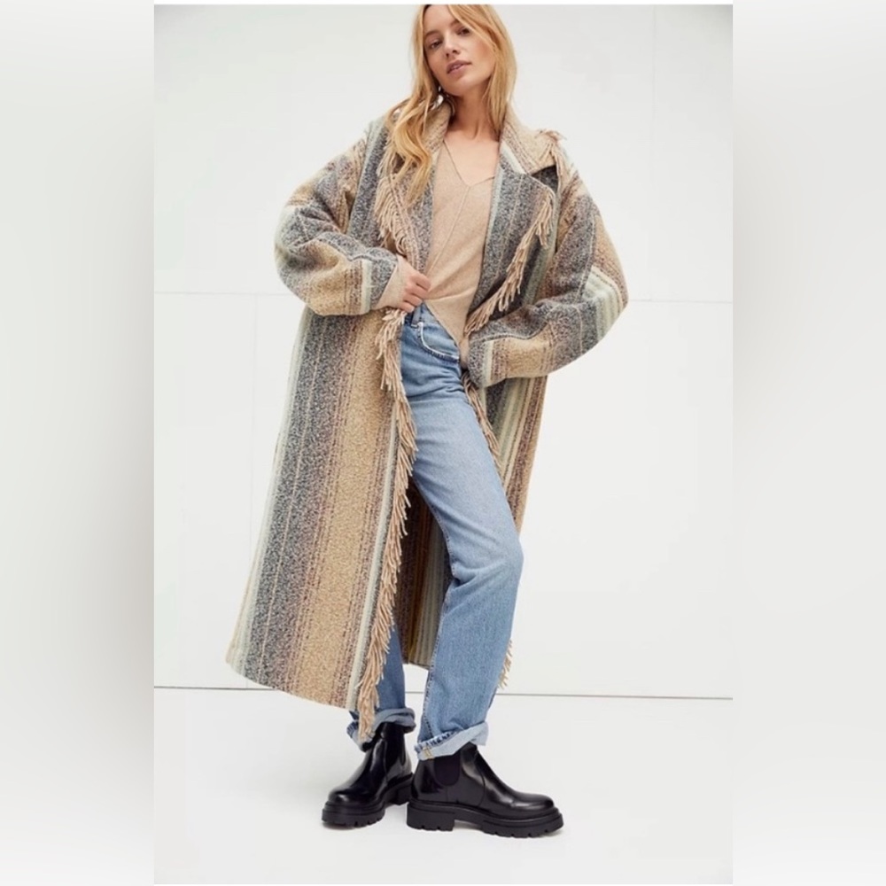 Free People (We The Free) Desert Fringe Dreamweaver Striped Coat